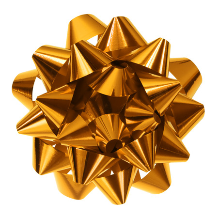gold bow isolatedの写真素材