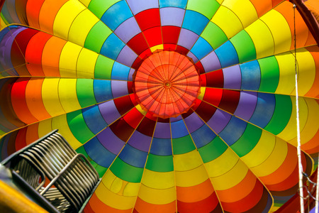 Inside of colorful hot air balloonの写真素材