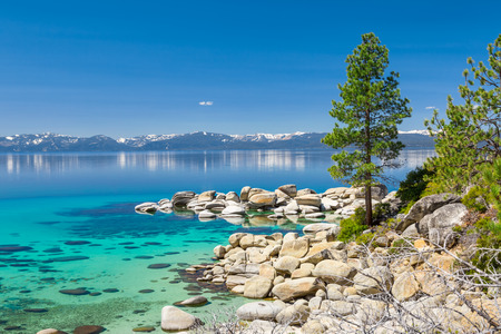 Turquoise waters of Lake Tahoeの写真素材
