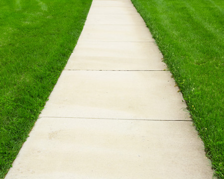 Pathway through green lawnの写真素材