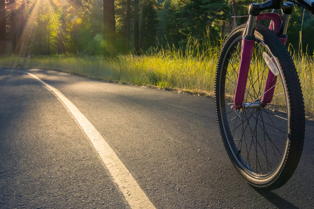 Biking at sunsetの写真素材