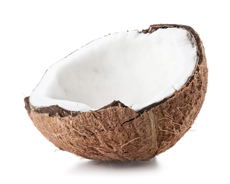 Half coconut isolated on white backgroundの写真素材