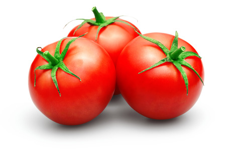 Red tomatoes isolated on white backgroundの写真素材