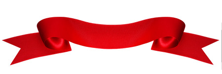 Red ribbon isolated on whiteの写真素材