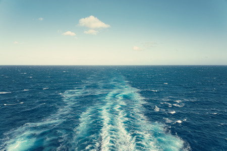 Ocean behind cruise shipの写真素材
