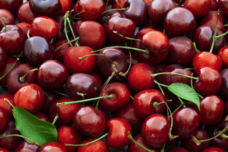 Cherry background, sweet red cherriesの写真素材