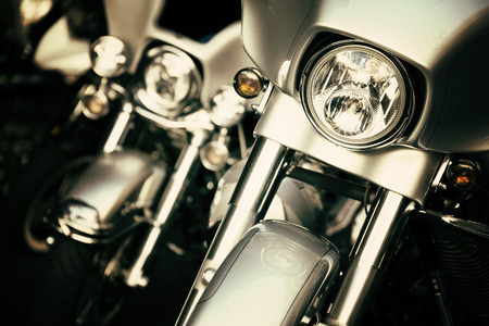 Motorcycles parked in a row