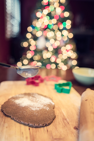 Making Christmas gingerbread cookiesの写真素材
