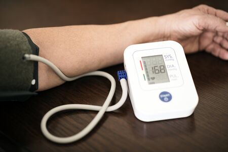 Blood pressure test with digital meter