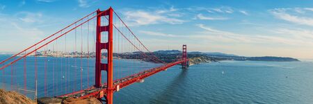 Golden Gate Bridge panorama, San Francisco Californiaの写真素材