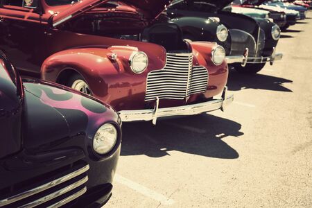 old cars street displayの写真素材