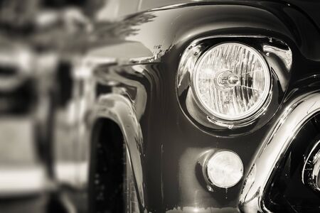 old classic car front close-upの写真素材
