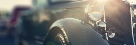 old classic car front close-upの写真素材