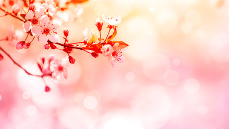 Beautiful spring blossom tree with soft focus and bokehの写真素材