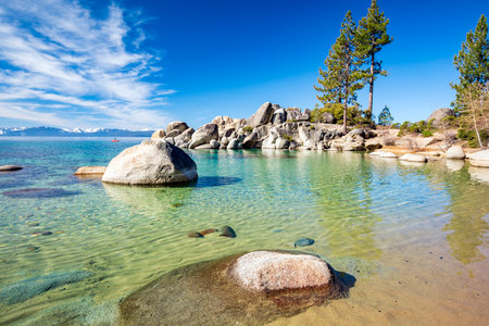Lake Tahoe, Sierra Nevada, California, United States of Americaの写真素材