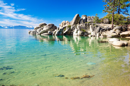 Lake Tahoe, California, USA. Lake Tahoe is the largest freshwater lake in the United States.の写真素材