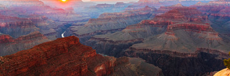 Panoramic view of Grand Canyon National Park, Arizona, USAの写真素材