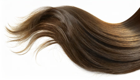Curly brown hair on white background, close up. Hair care conceptの素材