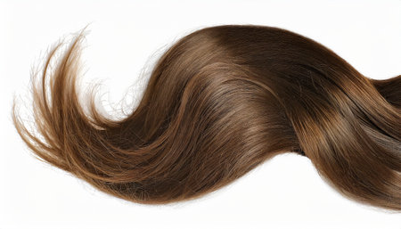 Curly brown hair on white background, close-up of hairの素材