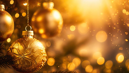 Christmas background with Christmas tree and decorations on bokeh background.の素材