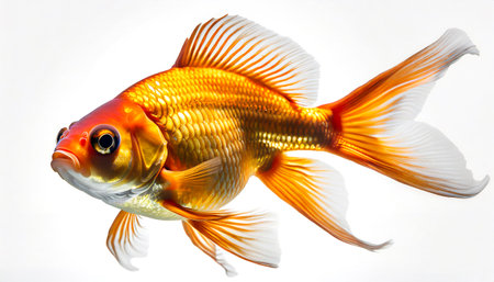 Goldfish isolated on the white background. Closeup of goldfish.の素材