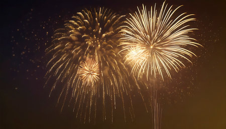 Colorful fireworks of various colors over night sky for celebration and anniversaryの素材