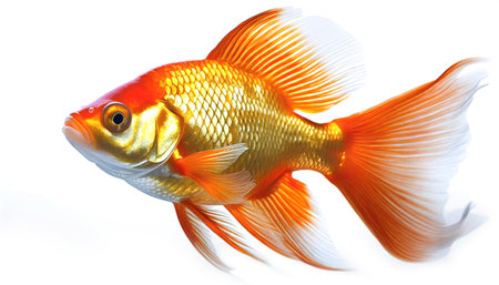 Goldfish isolated on white background. Goldfish is a small goldfish native to Asia.の素材
