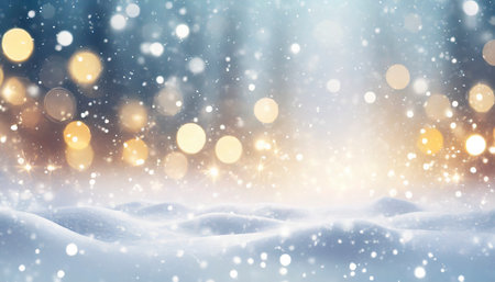 Winter background with snowflakes and bokeh lights. Christmas background.の素材