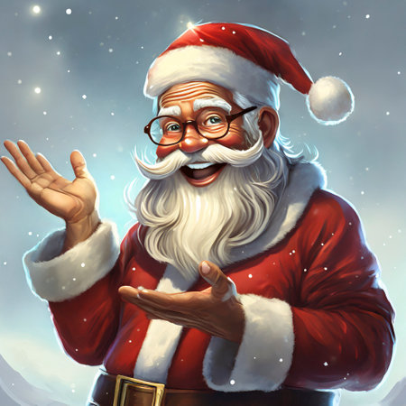 Santa Claus portrait. Merry Christmas and Happy New Year. 3D illustration.の素材