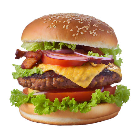 Big hamburger isolated on a white background.の素材