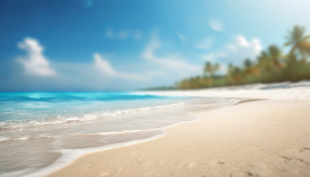 Tropical beach with white sand and turquoise water.の素材