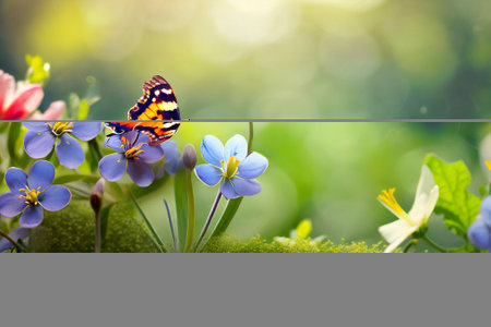 Butterfly on spring flowers. Selective focus. nature.の素材