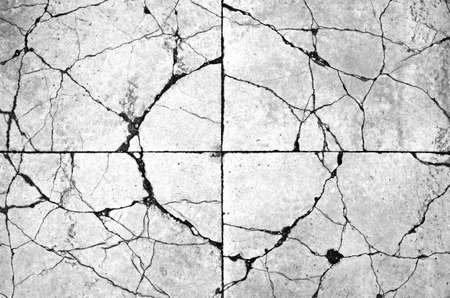 White black grey wall, floor with cracks, texture backgroundの写真素材