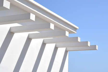Abstract architecture background. View of white building. Modern geometric wallpaper. Futuristic technology designの写真素材