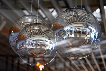 Grey Round Abstract Glass Futuristic 3D Ceiling Lights, Modern Industrial Design