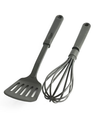Skimmer and whisk on white backgroundの写真素材