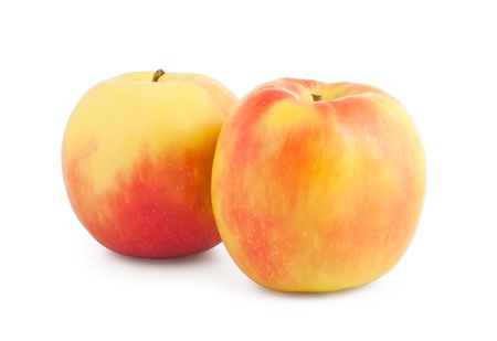 Ripe apples isolated on white backgroundの写真素材