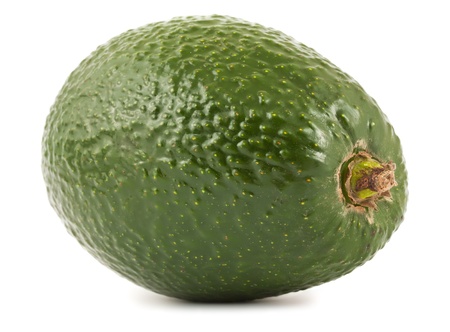 Ripe green avocado isolated on white background