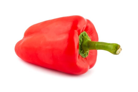 Red ripe pepper isolated on white backgroundの写真素材