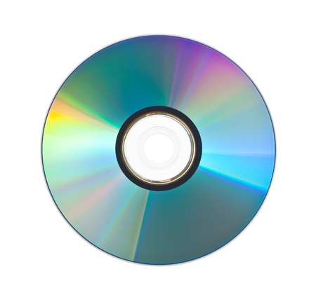 A photography of a cd or dvd rom isolated on white, top viewの写真素材
