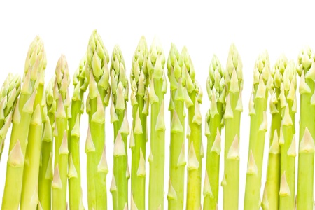 Fresh green asparagus isolated on a white backgroundの写真素材