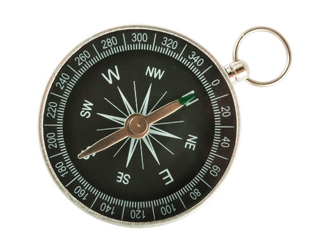 Black Compass Closeup Isolated on White Background 