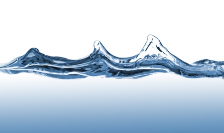 Waves of blue water on white backgroundの写真素材