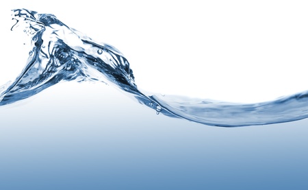 Waves of blue water on white backgroundの写真素材