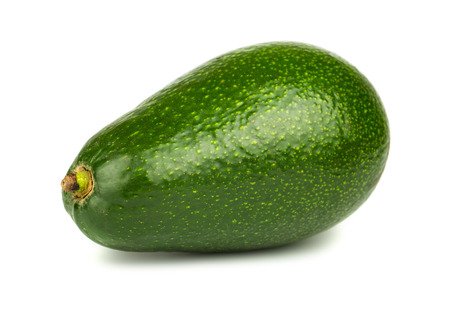 Single green avocado isolated on white backgroundの写真素材