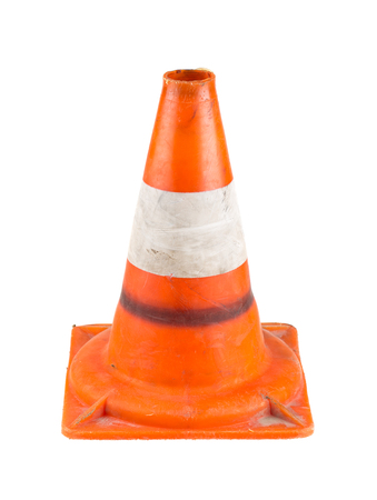 Road traffic cone isolated on a white backgroundの写真素材