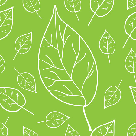 Seamless pattern with abstract white leaves on green background. May be used as invitation, menu decoration, wrapping paper or wallpaperのイラスト素材