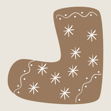 Christmas decorated stocking cookie on beige backgroundのイラスト素材