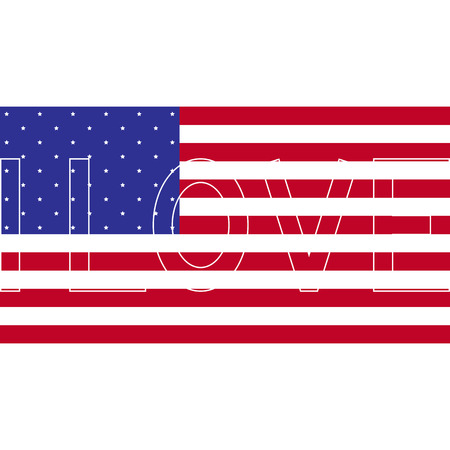 American flag with I love lettering isolated on white backgroundのイラスト素材
