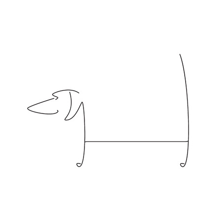Stylized black dachshund silhouette isolated on white backgroundのイラスト素材